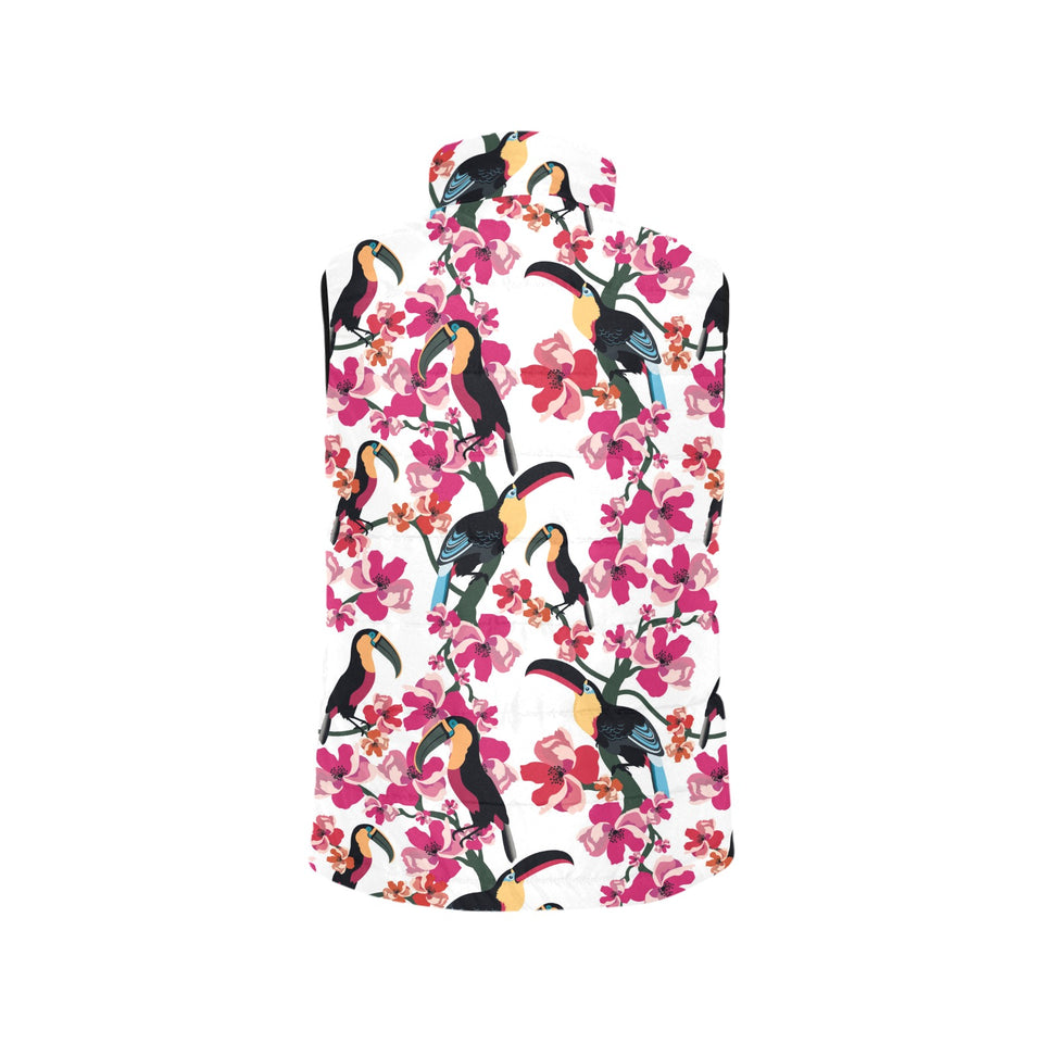 Toucan flower design pattern Women's Padded Vest