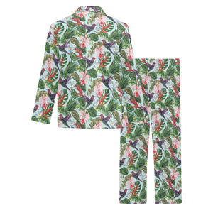 Hummingbird Pattern Print Design 05 Men's Long Pajama Set