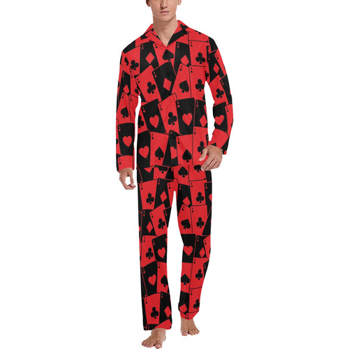 Casino Cards Suits Pattern Print Design 02 Men's Long Pajama Set