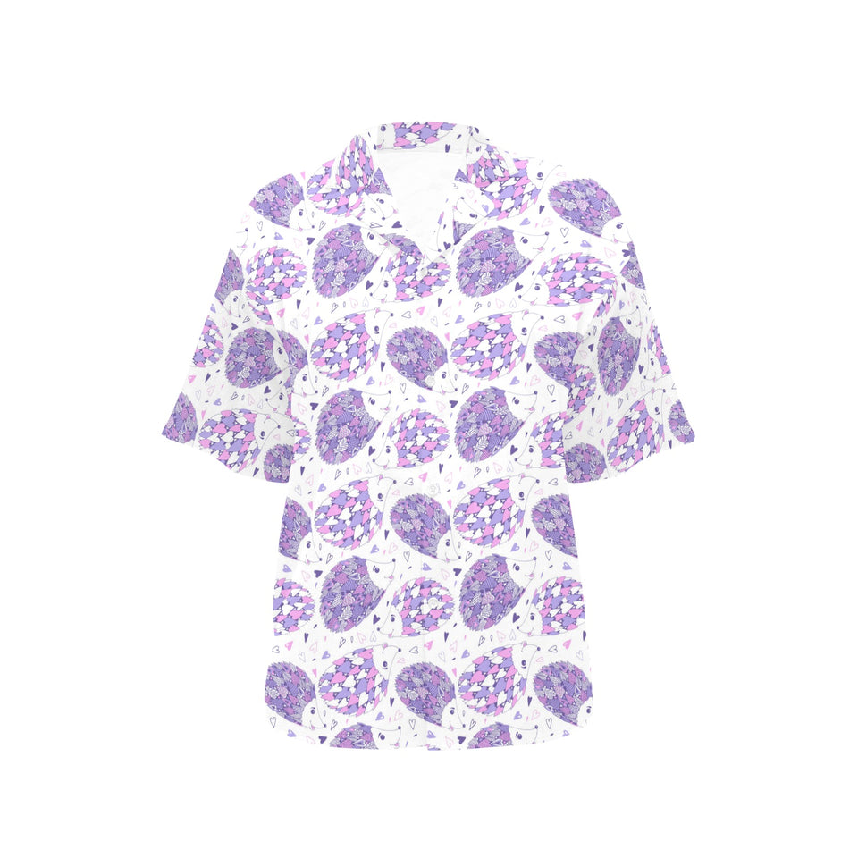 Hedgehog Pattern Print Design 05 Women's All Over Print Hawaiian Shirt