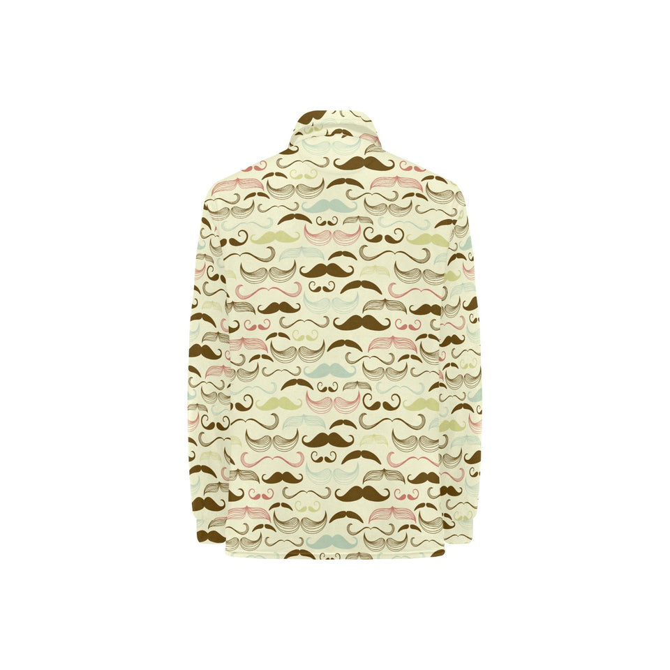 Mustache Beard Pattern Print Design 01 Women's Long Sleeve Polo Shirt