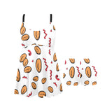 peanuts pattern background Chest Sexy Pleated Two Piece Swim Dress