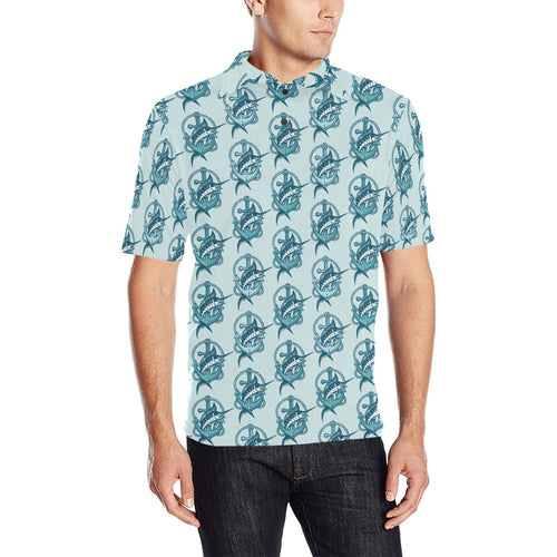 Swordfish Pattern Print Design 05 Men's All Over Print Polo Shirt