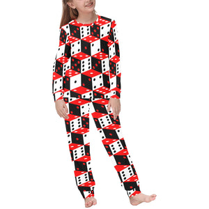 Dice Pattern Print Design 02 Kids' Boys' Girls' All Over Print Pajama Set
