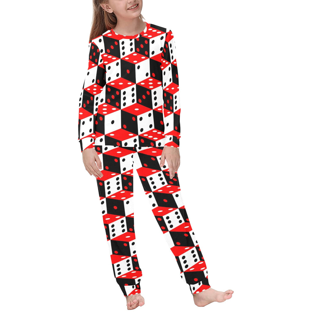 Dice Pattern Print Design 02 Kids' Boys' Girls' All Over Print Pajama Set
