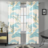 Bonsai bamboo stork japanese pattern cream theme Gauze Curtain