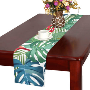 heliconia palm and monstera leaves pattern Table Runner