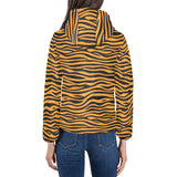 Bengal tigers skin print pattern background Women's Padded Hooded Jacket