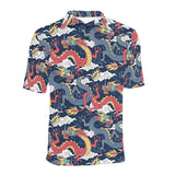 Blue red dragon cloud pattern Men's All Over Print Polo Shirt
