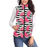 Watercolor paint textured watermelon pieces Women's Padded Vest