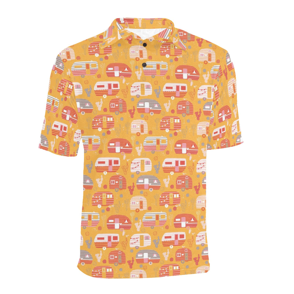 Camper Van Pattern Print Design 04 Men's All Over Print Polo Shirt