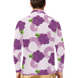 Cute Grape pattern Men's Long Sleeve Polo Shirt