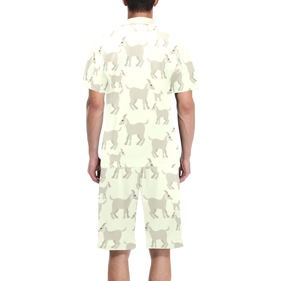 Little young goat pattern Men's V-Neck Short Pajama Set