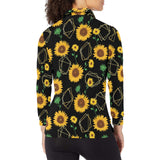 sunflower golden polygonal shapes Women's Long Sleeve Polo Shirt