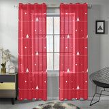 Christmas tree star snow red background Gauze Curtain