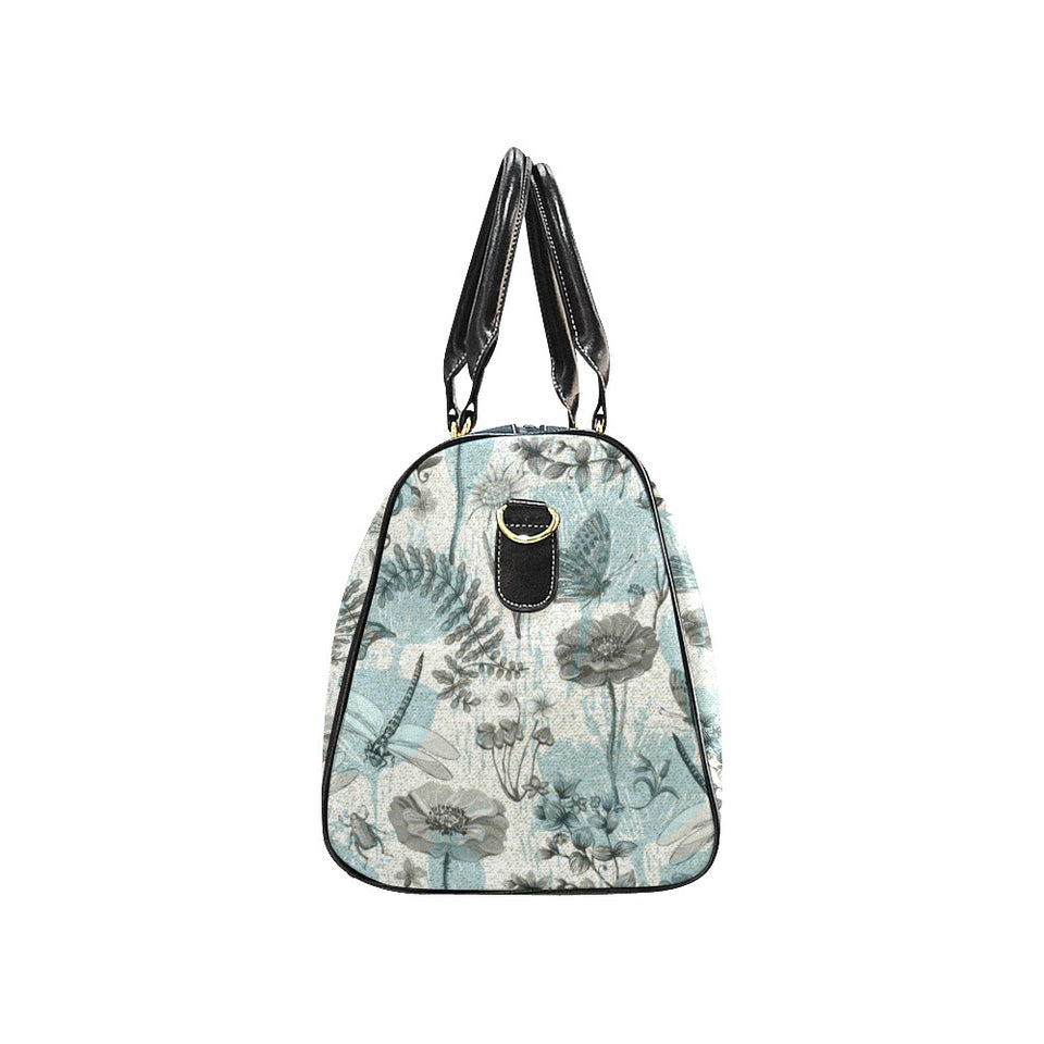 Dragonfly Butterfly Plants insect flower vintage s Travel Bag