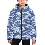 Blue camouflage pattern Kids' Boys' Girls' Padded Hooded Jacket