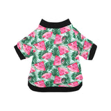 Watermelons tropical palm leaves pattern All Over Print Pet Dog Round Neck Fuzzy Shirt