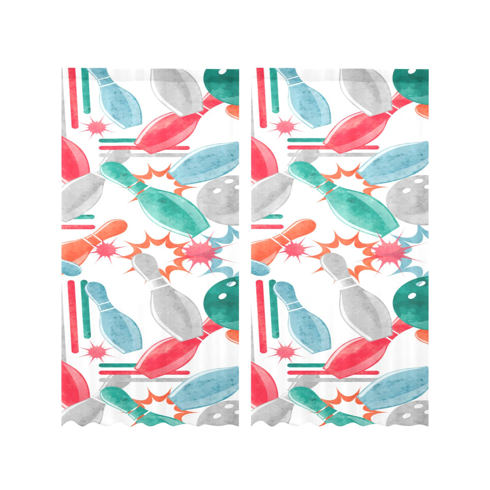 Watercolor bowling pattern Gauze Curtain