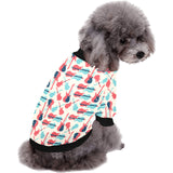 Red Blue guitar pattern All Over Print Pet Dog Round Neck Fuzzy Shirt
