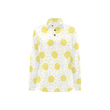 hand drawn sun pattern Women's Long Sleeve Polo Shirt