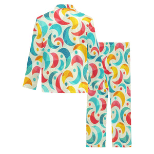 Colorful moon pattern Men's Long Pajama Set