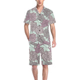 Spider web cobweb design color pattern Men's V-Neck Short Pajama Set