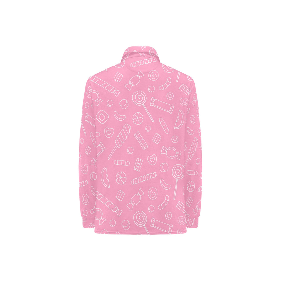 Sweet candy pink background Women's Long Sleeve Polo Shirt