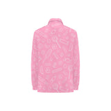 Sweet candy pink background Women's Long Sleeve Polo Shirt