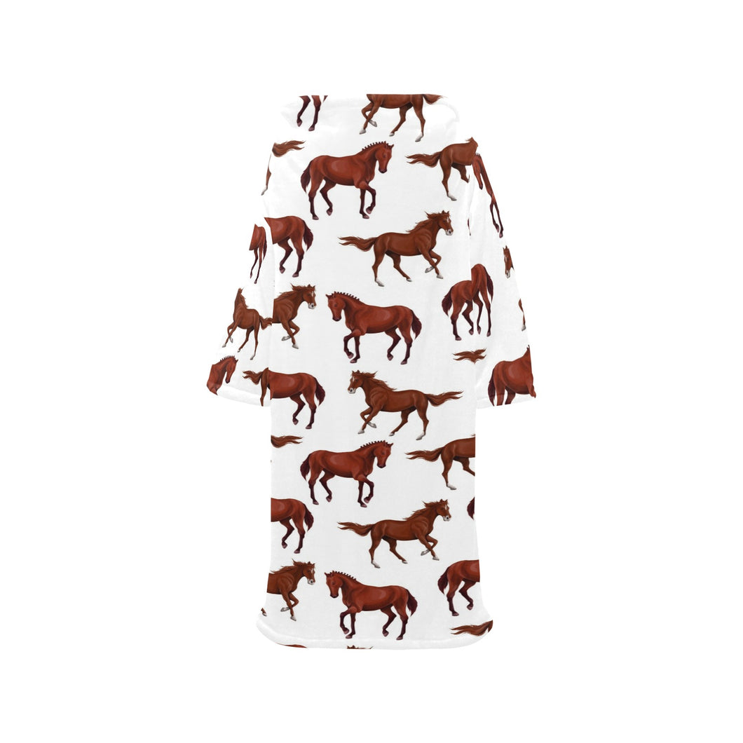 Horses running pattern background Blanket Robe with Sleeves