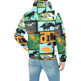 dinosaurs print pattern Men's Padded Hooded Jacket