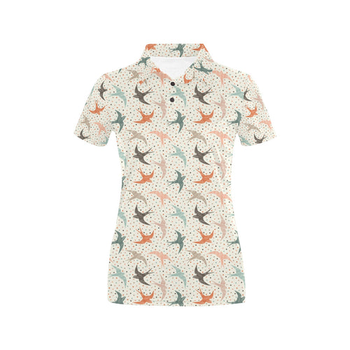 Swallow Pattern Print Design 02 Women's All Over Print Polo Shirt