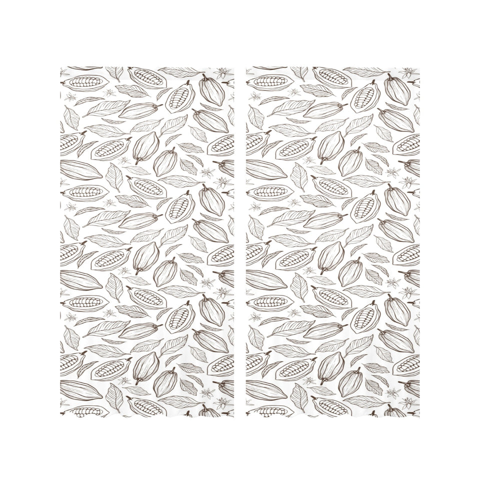 cacao beans leaves pattern Gauze Curtain