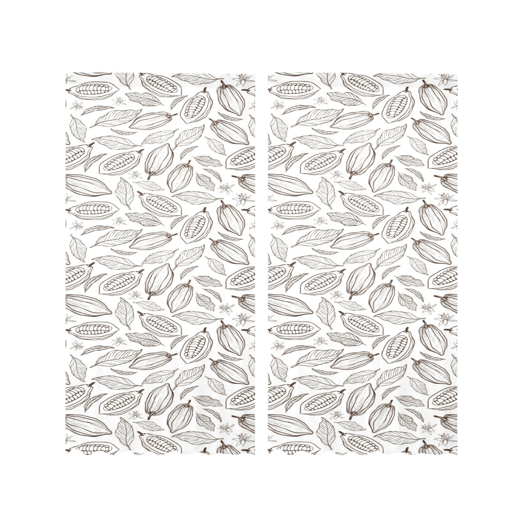 cacao beans leaves pattern Gauze Curtain