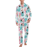 Toucan tropical flower leave pattern Men's Long Pajama Set
