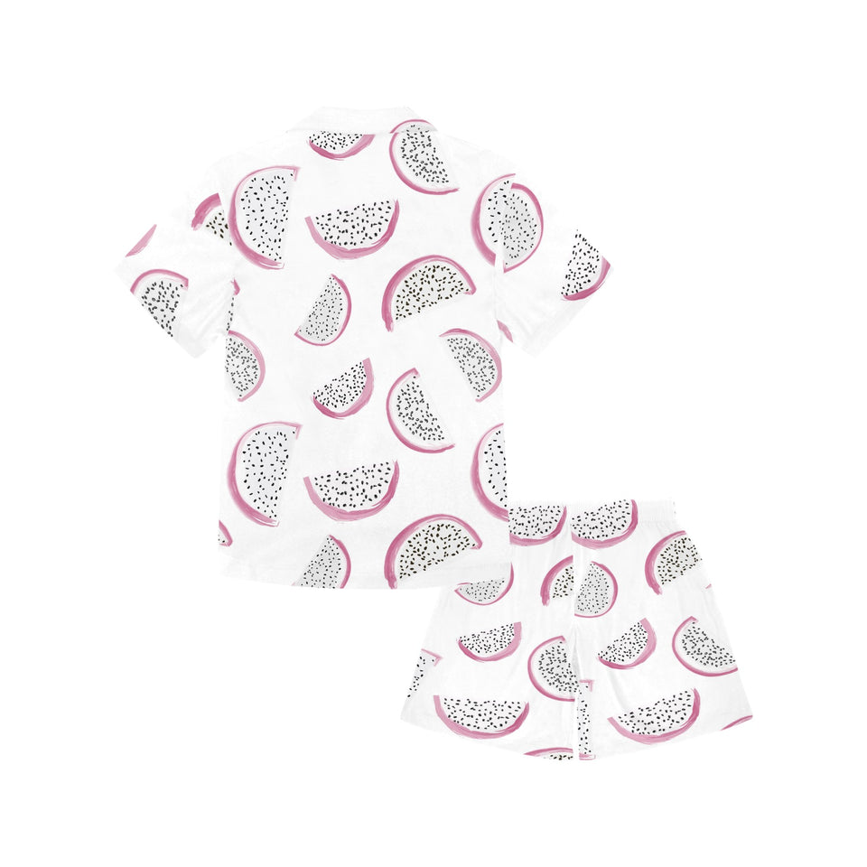 dragon fruit pattern Kids' Boys' Girls' V-Neck Short Pajama Set
