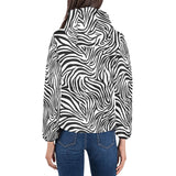 Zebra skin pattern Women's Padded Hooded Jacket