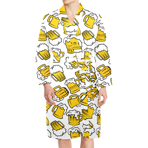 Beer design pattern Men's Long Sleeve Belted Night Robe