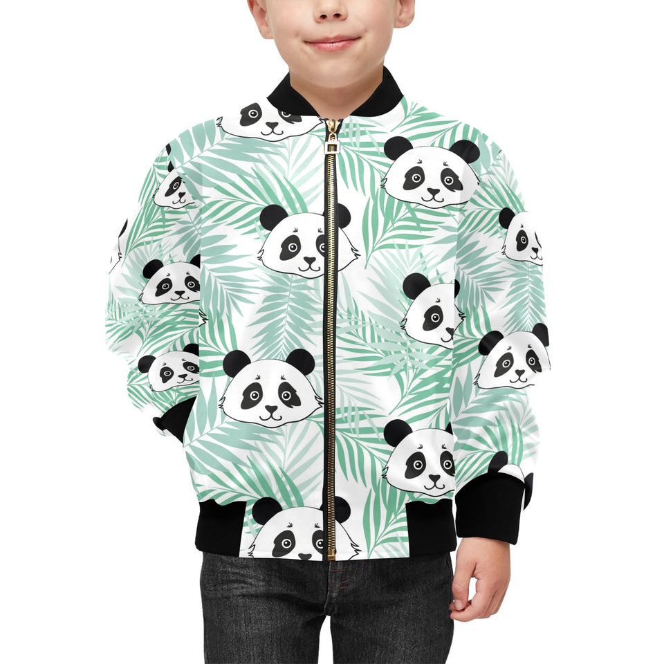 Panda pattern tropical leaves background Kids' Boys' Girls' Bomber Jacket