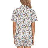 Skate Board Pattern Print Design 05 Women's V-Neck Short Pajama Set