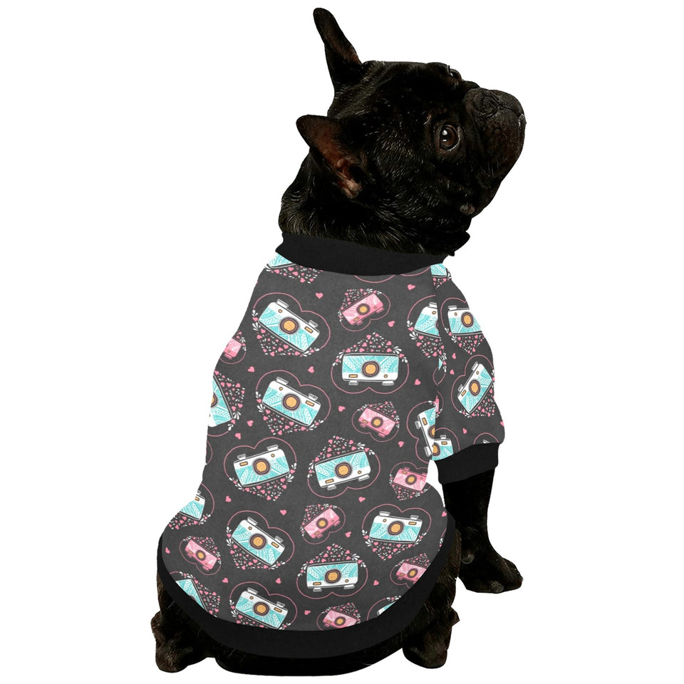 Camera Pattern Print Design 04 All Over Print Pet Dog Round Neck Fuzzy Shirt