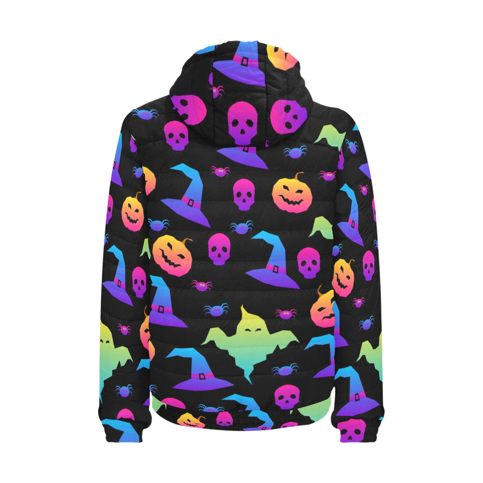 Colorful halloween background Men's Padded Hooded Jacket