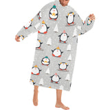 Cute Penguin christmas pattern Blanket Robe with Sleeves