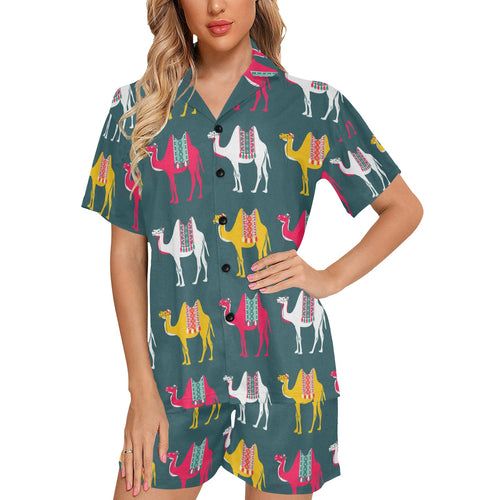 Camel pattern Women's V-Neck Short Pajama Set