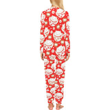 Cute Maneki neko cat red background Women's All Over Print Pajama Set