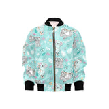 Cute koalas blue background pattern Kids' Boys' Girls' Bomber Jacket
