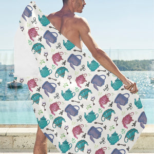 Tea pots Pattern Print Design 05 Beach Towel