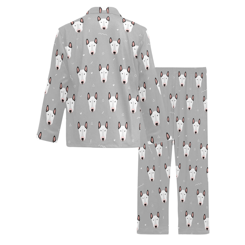 Bull Terrier Pattern Print Design 05 Men's Long Pajama Set