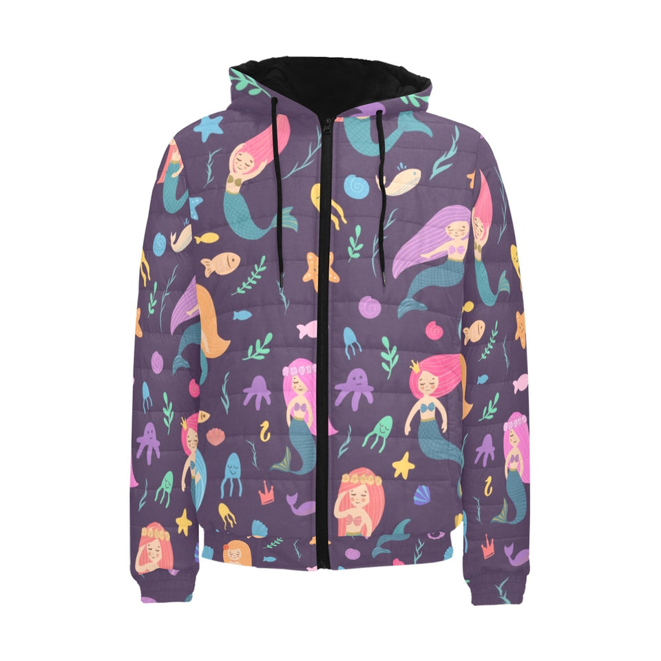 beautiful mermaid Fish jellyfish algae other marin Men's Padded Hooded Jacket