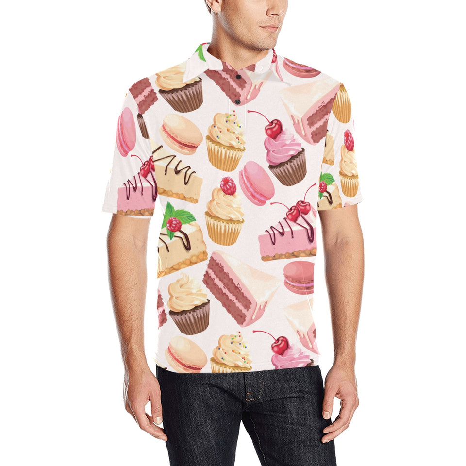 Cake cupcake sweets pattern Men's All Over Print Polo Shirt